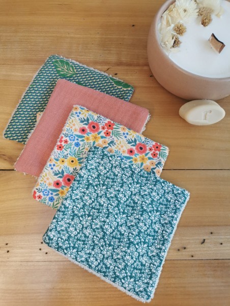 Lot de 4 carrés démaquillants assortis