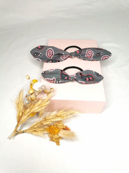 Lot de 2 Noeuds Maxi/Mini Bandana gris